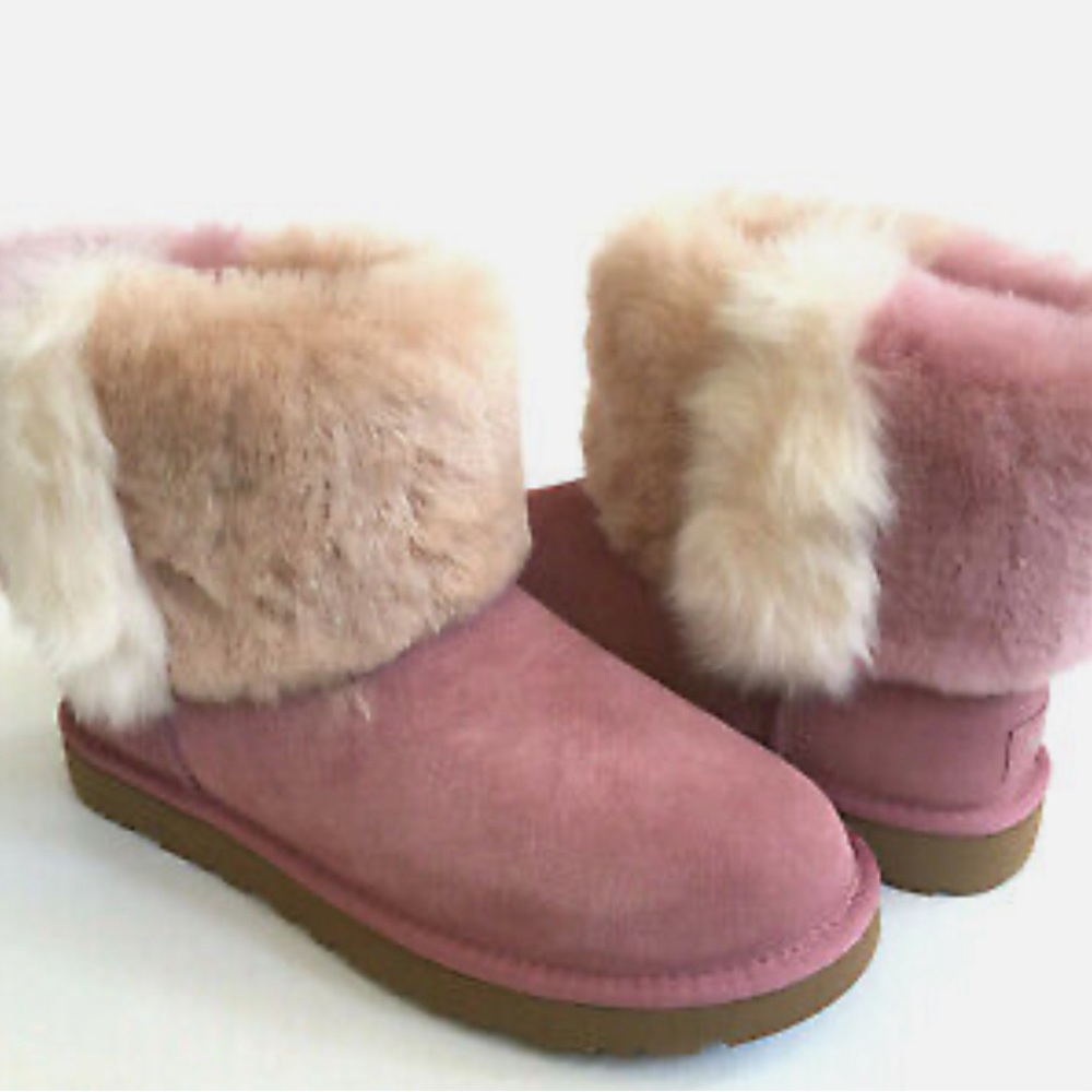 UGG pink mini cuff shearling boots